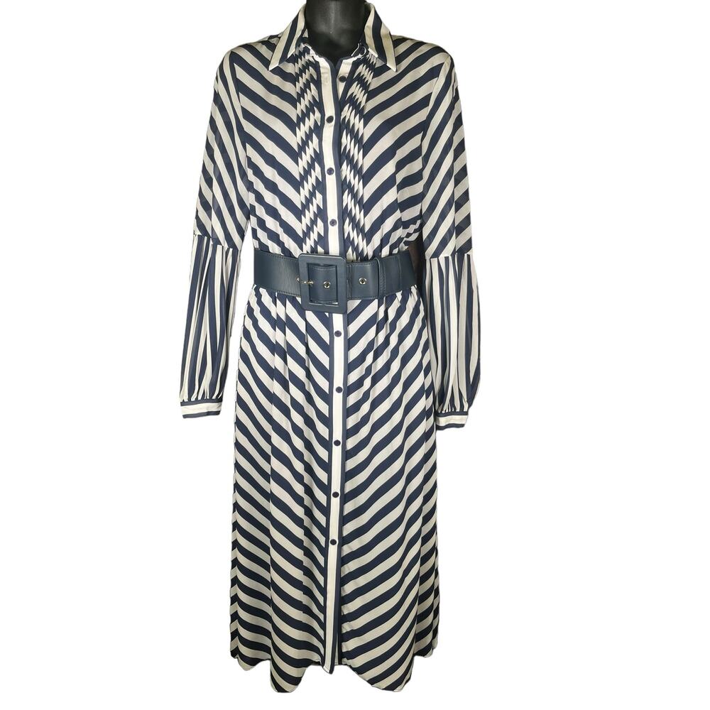 Michael Kors Striped Georgette Shirtdress